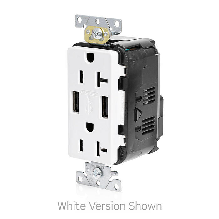 Leviton 20A Lev-Lok USB Tamper-Resistant Outlet Type A-A Brown (M58AA)