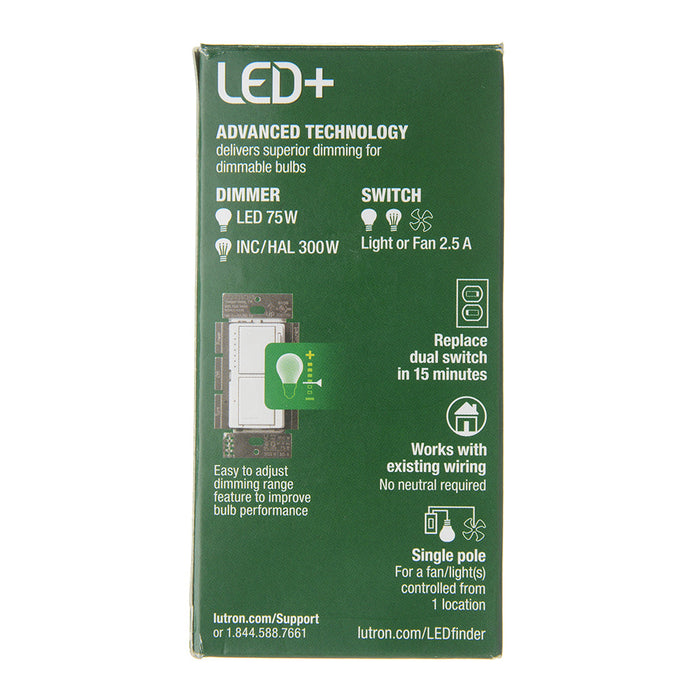 Lutron Maestro Dual LED+ Controls Dimmer And Switch Single Pole Brown-Box (MACL-L3S25-BR)