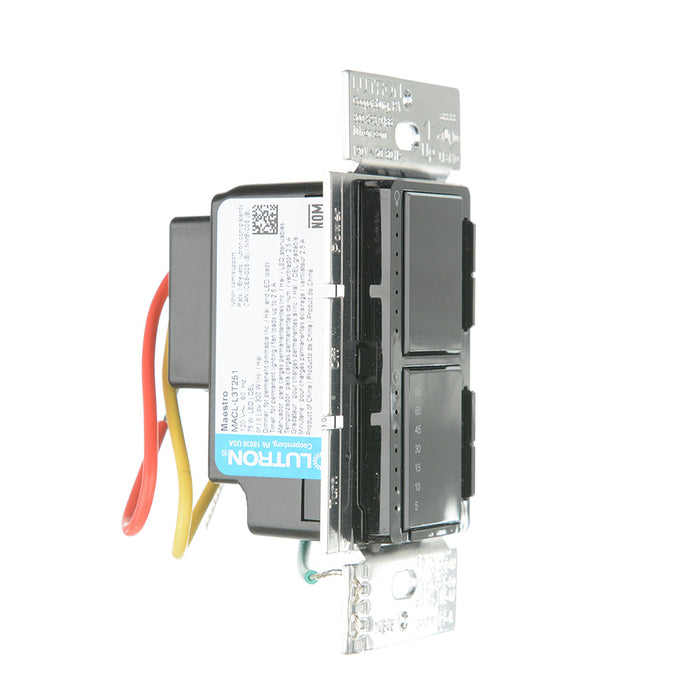 Lutron Maestro Dual LED+ Controls Dimmer And Timer Single Pole Black-Box (MACL-L3T251-BL)