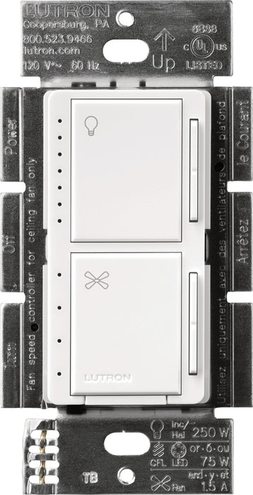 Lutron Maestro 1.5A/75W Fan/Light Speed Control White Clamshell (MACL-LFQH-WH)