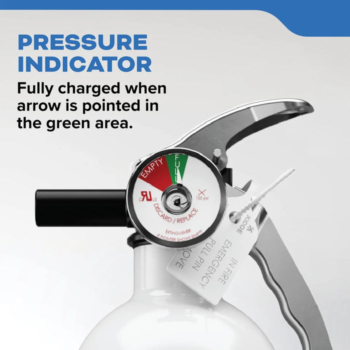 Kidde MAR110 Mariner 110 Fire Extinguisher 1-A:10-B:C 2.5 Pound Nylon Strap Bracket White Disposable With Stainless Steel Handle/Lever (21030899)