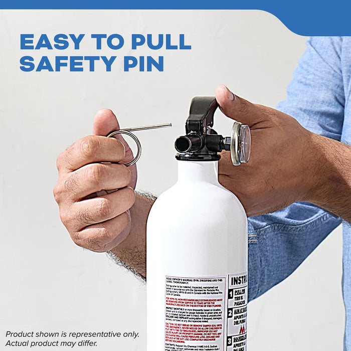 Kidde MAR110 Mariner 110 Fire Extinguisher 1-A:10-B:C 2.5 Pound Nylon Strap Bracket White Disposable With Stainless Steel Handle/Lever (21030899)