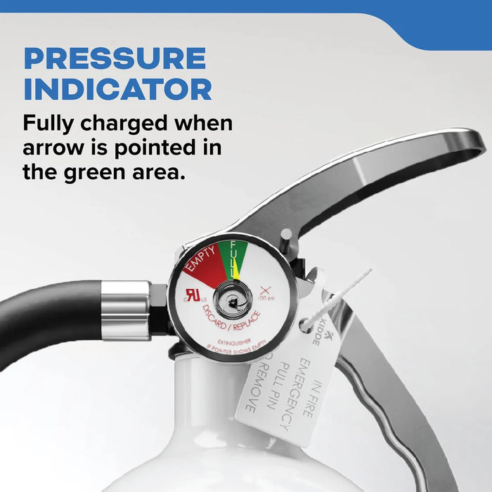 Kidde MAR210 Mariner 210 Fire Extinguisher 2-A:10-B:C 4 Pound Nylon Strap Bracket White Disposable With Stainless Steel Handle/Lever (21030904)