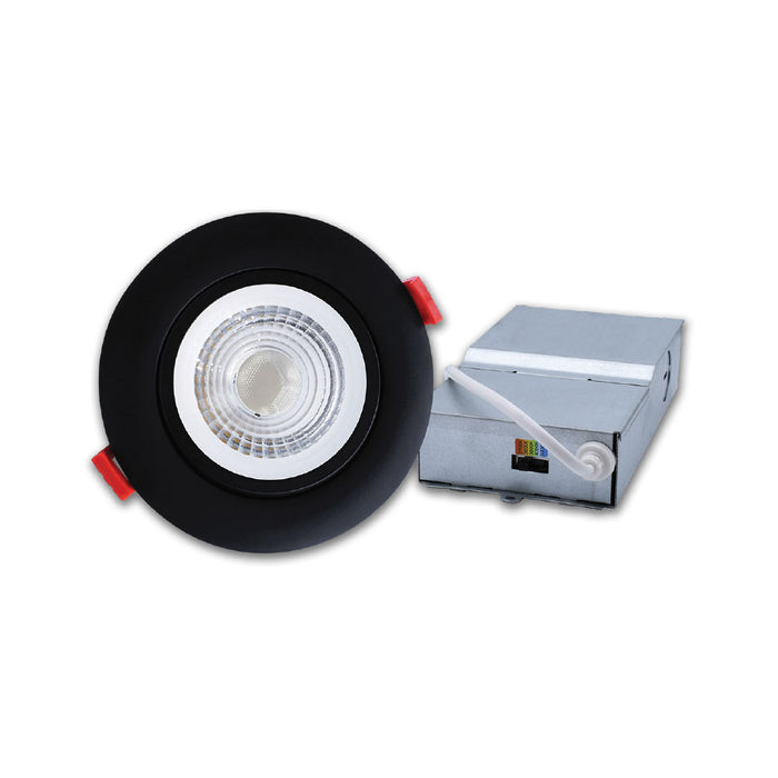 GM Lighting Mini Round Adjustable Regressed LED Downlight 11W CCT Selectable 2700K/3000K/3500K/4000K/5000K 120V 90 CRI 4-7/8 Inch Diameter Black (MDL-4AR-5CCT-BK)