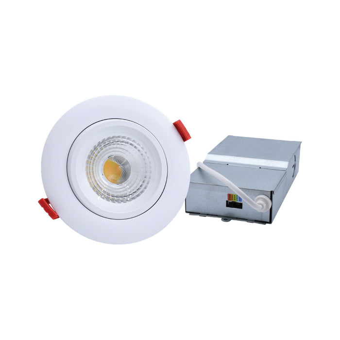 GM Lighting Mini Round Adjustable Regressed LED Downlight 11W CCT Selectable 2700K/3000K/3500K/4000K/5000K 120V 90 CRI 4-7/8 Inch Diameter White (MDL-4AR-5CCT-WH)