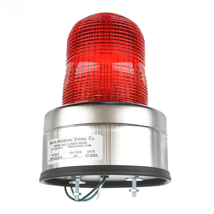 North American Signal Company LED Flashing Beacon Permanent Mount Solid State Flasher Red (MIPLED-ACR)
