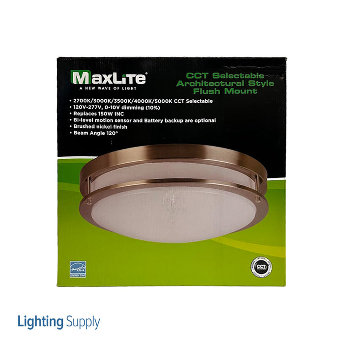 Maxlite 103949 Ceiling Fixture LED 16 Inch Brushed Nickel 24W 90 CRI 2700K/3000K/3500K/ 4000K/5000K 120-277V 0-10V (ML2LALABNU249CS)