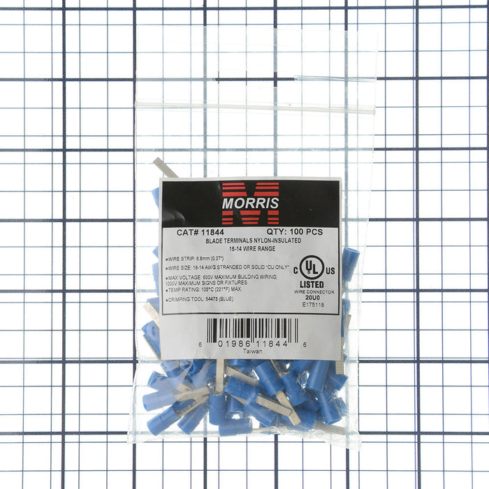 MORRIS 16-14 .118x.031 Nylon Insulated Blade Terminals (11844)