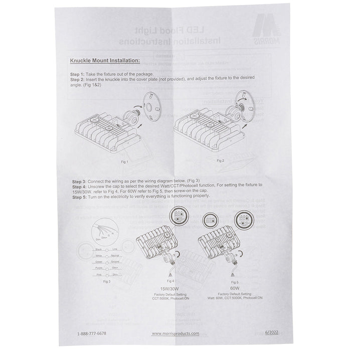 MORRIS LED Small Flood Wattage/CCT Selectable 40W/50W/60W 3000K/4000K/5000K 70 CRI 120-277V 0-10V Dimming Bronze (71533B)