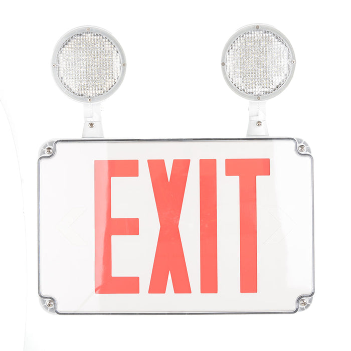 MORRIS Wet Location Combination LED Exit Sign/Emergency Light Red (73456)