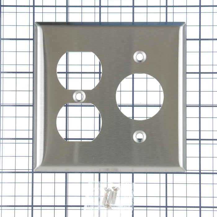 MORRIS Stainless Steel 2-Gang 1 Duplex 1 Single Receptacle Wall Plate (83550)