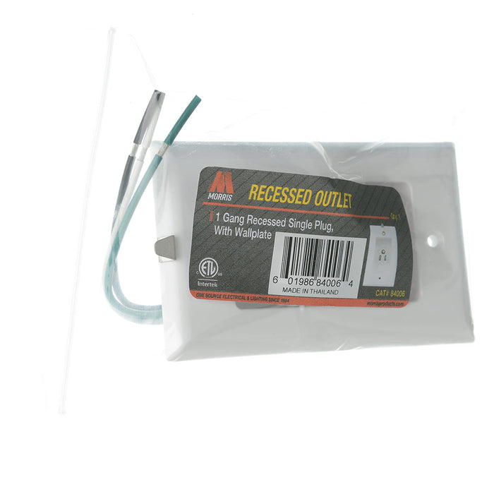 MORRIS 1-Gang Recessed Plug With Wall Plate (84006)