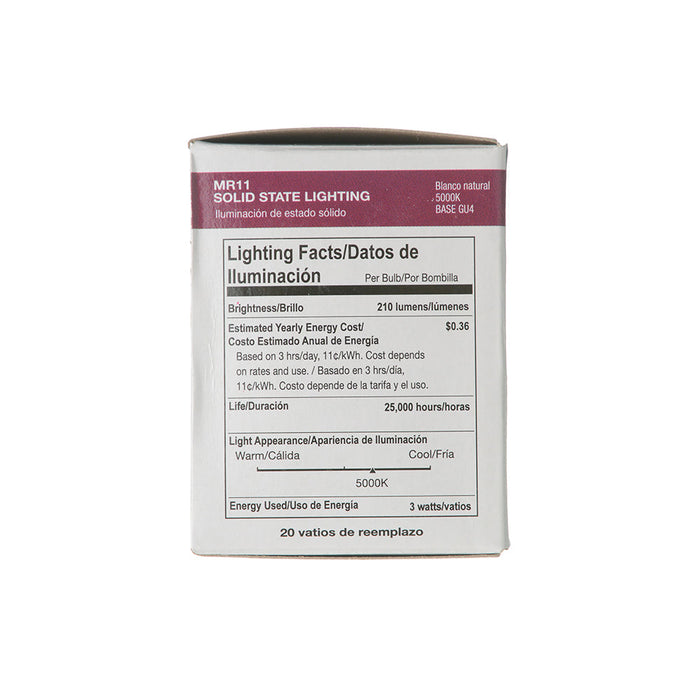Halco MR11NFL3/850/LED 3W LED MR11 5000K 12V 82 CRI GU4 Base Bulb (80999)