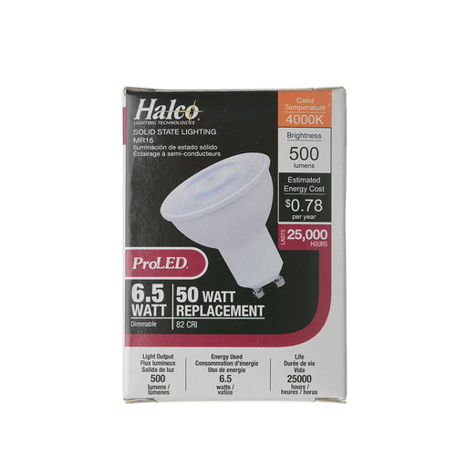 Halco MR16FL6/840/GU10/LED 6.5W LED MR16 4000K 120V 82 CRI GU10 Base Dimmable White Bulb (80530)