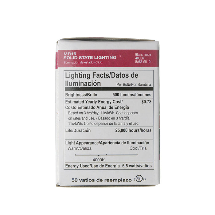 Halco MR16FL6/840/GU10/LED 6.5W LED MR16 4000K 120V 82 CRI GU10 Base Dimmable White Bulb (80530)