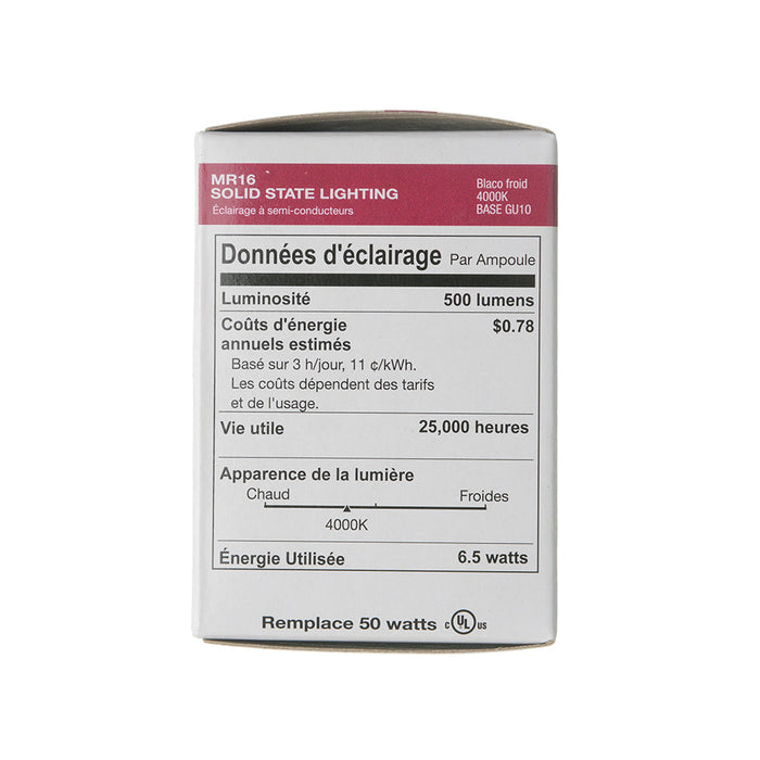 Halco MR16FL6/840/GU10/LED 6.5W LED MR16 4000K 120V 82 CRI GU10 Base Dimmable White Bulb (80530)