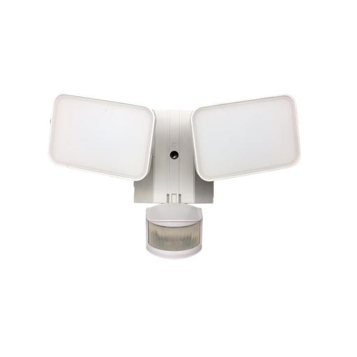 Maxlite 112880 LED Security Flood Light With Motion Sensor With GFCI Outlets 2-Head 28W 120V White (MSLO2HW)