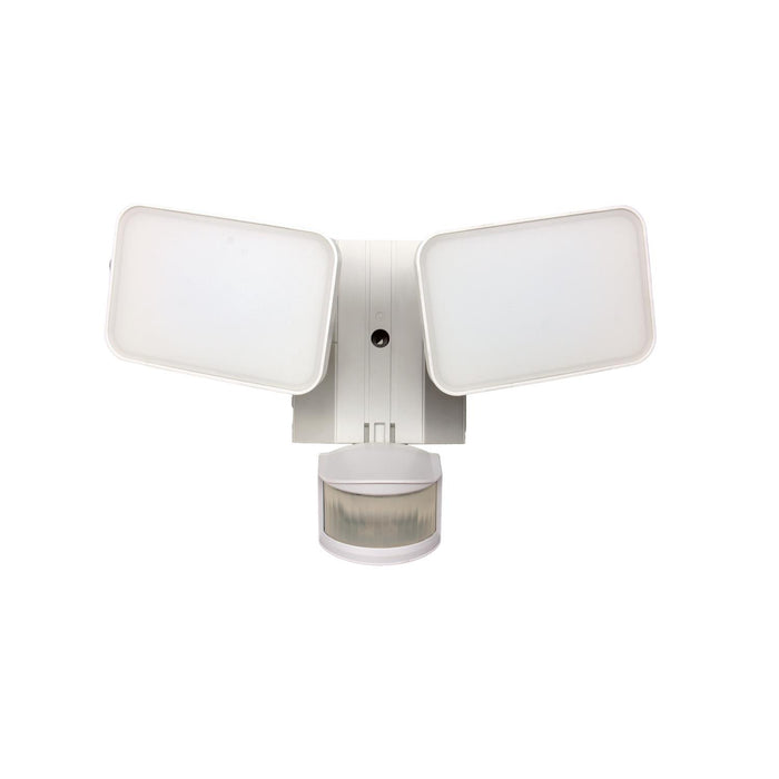 Maxlite 112880 LED Security Flood Light With Motion Sensor With GFCI Outlets 2-Head 28W 120V White (MSLO2HW)