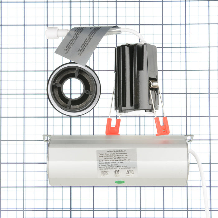 GM Lighting MiniTask 1 Inch Round Fixed CCT Selectable 2700K/3000K/3500K/4000K/5000K Recessed Mini Downlight Black (MTR1-5CCT-B)