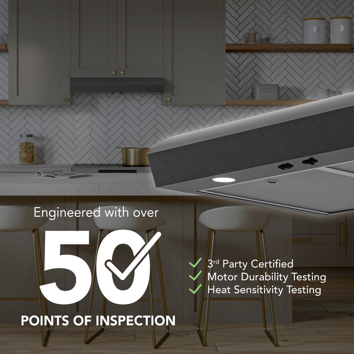 Broan-NuTone Mantra 1 Series 30 Inch Under Cabinet Range Hood 350 CFM LED 30 Black Stainless Steel (MTR1303BLS)