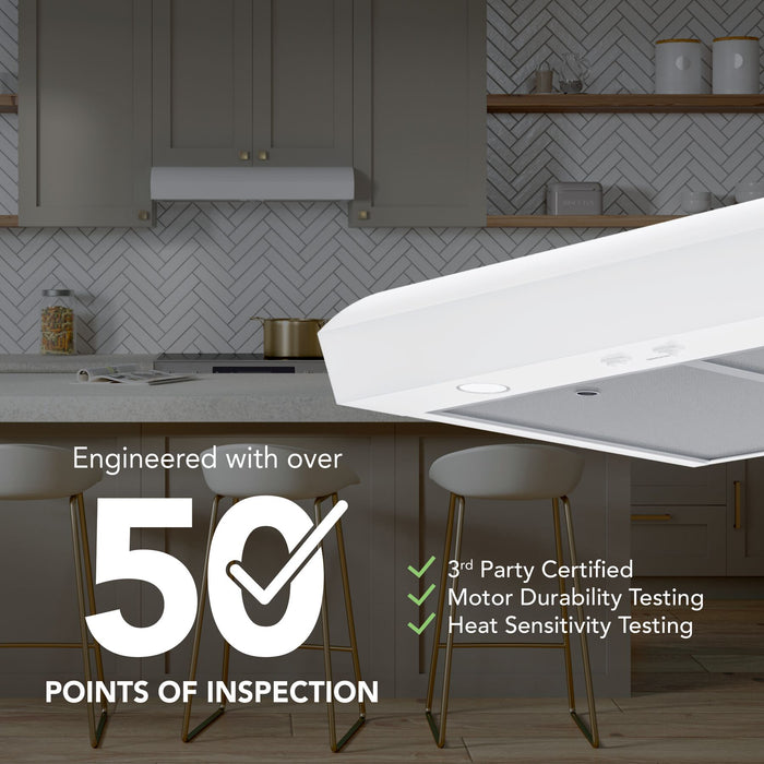 Broan-NuTone Mantra 1 Series 30 Inch Under Cabinet Range Hood 350 CFM LED 30 White (MTR1303WW)