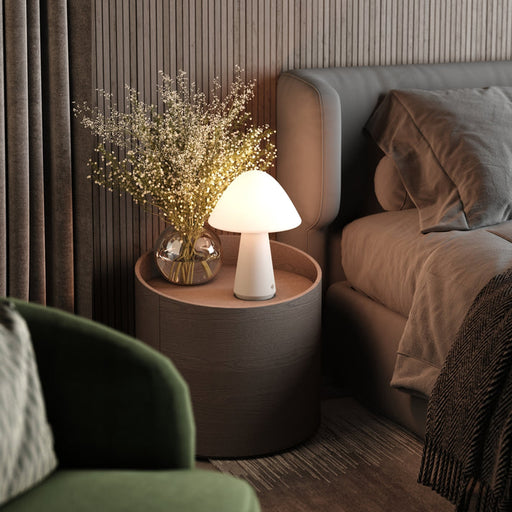 Bulbrite MUSHROOM/TL/GR Cordless Indoor Table Lamp Mushroom 5W 3.7V 300Lm 2700K 92 CRI Off Gray (K70603)