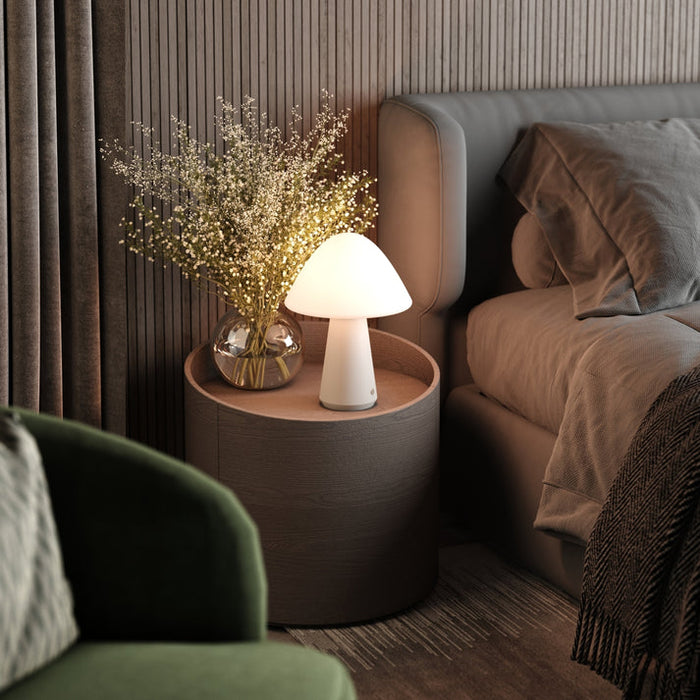 Bulbrite MUSHROOM/TL/GR Cordless Indoor Table Lamp Mushroom 5W 3.7V 300Lm 2700K 92 CRI Off Gray (K70603)