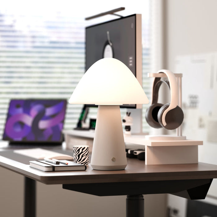 Bulbrite MUSHROOM/TL/GR Cordless Indoor Table Lamp Mushroom 5W 3.7V 300Lm 2700K 92 CRI Off Gray (K70603)