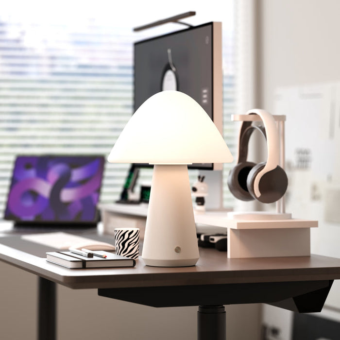 Bulbrite MUSHROOM/TL/OW Cordless Indoor Table Lamp Mushroom 5W 3.7V 300Lm 2700K 92 CRI Off White (K70600)