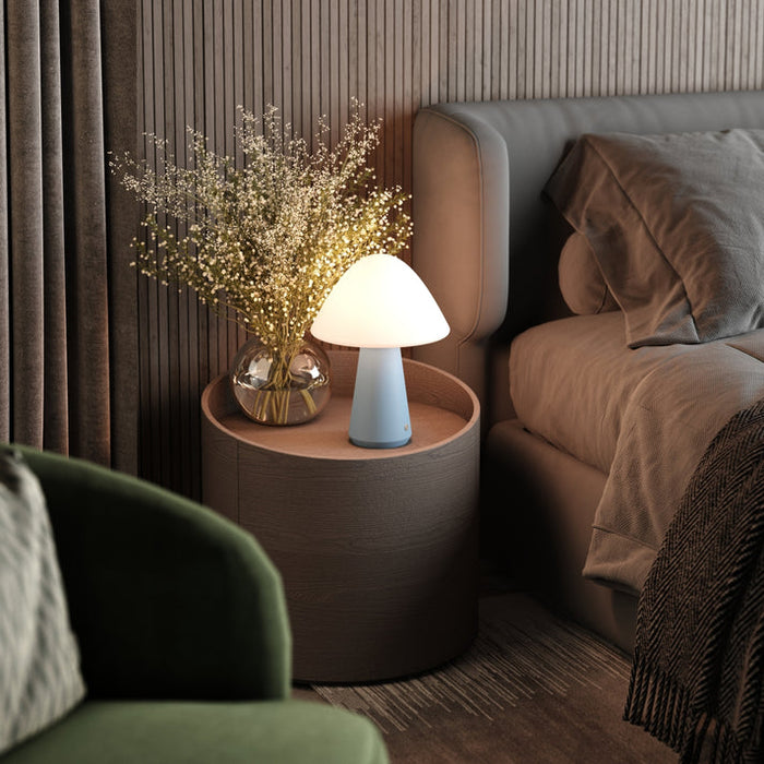 Bulbrite MUSHROOM/TL/SB Cordless Indoor Table Lamp Mushroom 5W 3.7V 300Lm 2700K 92 CRI Off Stone Blue (K70601)