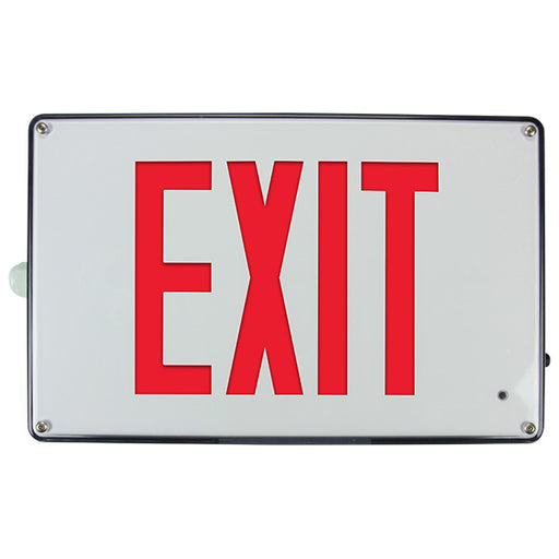 Exitronix Vandal Resistant/Wet Location Die-Cast Aluminum Exit Sign AC Only Red Letters Double Face White Enclosure Universal Mounted (NAV-LB-R-2-W)