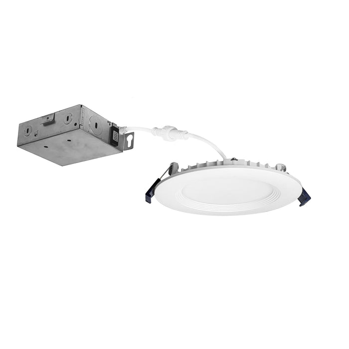 Nora 4 Inch Contractor Series Can-Less LED Wafer Downlight Regressed Baffle CCT Selectable 2700K/3000K/3500K/4000K/5000K Matte Powder White 12-Pack (NCSC-R4W2TWMPW)