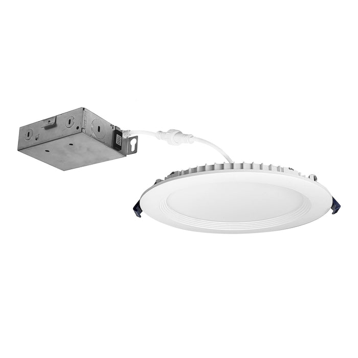 Nora 6 Inch Contractor Series Can-Less LED Wafer Downlight Regressed Baffle CCT Selectable 2700K/3000K/3500K/4000K/5000K Matte Powder White 12-Pack (NCSC-R6W2TWMPW)