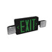 Nora LED Exit And Emergency Combination With Adjustable Heads Battery Backup Green Letters/Black Housing (NEX-712-LED/GB)
