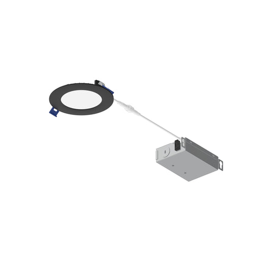 Nora 4 Inch Flat Non-Metallic Can-Less LED Downlight 700Lm 10W CCT Selectable 2700K/3000K/3500K/4000K/5000K Black Finish (NFLAT-R4TWB)