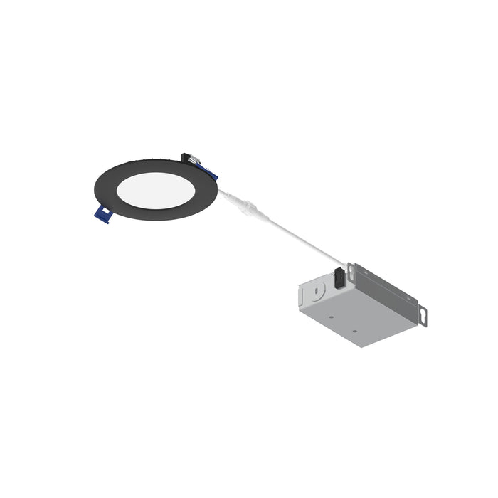 Nora 4 Inch Flat Non-Metallic Can-Less LED Downlight 700Lm 10W CCT Selectable 2700K/3000K/3500K/4000K/5000K Black Finish (NFLAT-R4TWB)