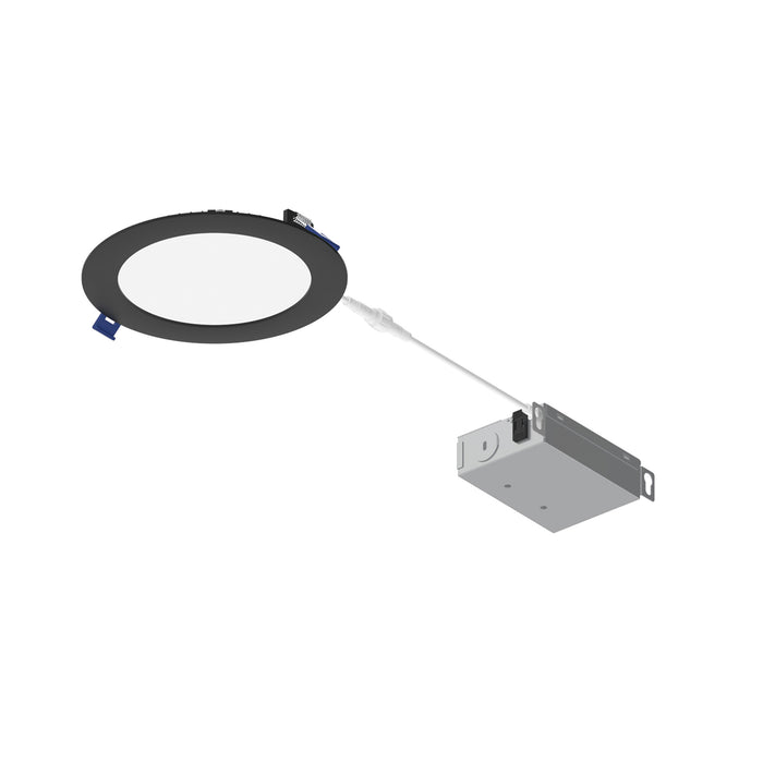 Nora 6 Inch Flat Non-Metallic Can-Less LED Downlight 1050Lm 13.5W CCT Selectable 2700K/3000K/3500K/4000K/5000K Black Finish (NFLAT-R6TWB)