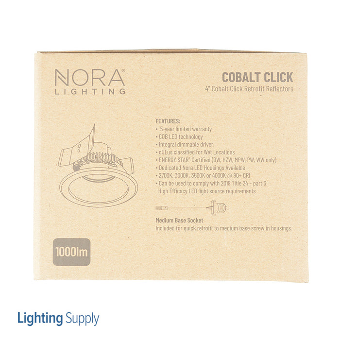 Nora 4 Inch Cobalt Click 1000Lm LED Retrofit Round Baffle 12W 3000K Black 120V 0-10V/Triac/ELV And 277V 0-10V Dimming (NLCBC2-45230BB/10LE4)