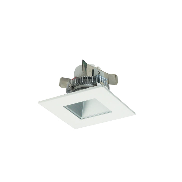 Nora 4 Inch Cobalt Click LED Retrofit Square Reflector 750Lm 10W 2700K Haze Reflector White Flange 120V-277V Input Triac/ELV/0-10V (NLCBC2-45627HZW/ALE4)