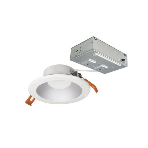 Nora 4 Inch Theia LED Can-Less Downlight CCT Selectable 2700K/3000K/3500K/4000K/5000K 120V 950Lm 10W Haze Reflector Matte Powder White Flange (NLTH-41TW-HZMPW)