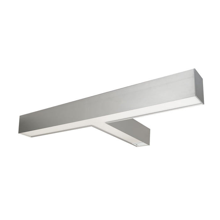Nora T Shaped L-Line LED Indirect/Direct Linear 5027Lm CCT Selectable 3000K/3500K/4000K Aluminum Finish With Motion Sensor (NLUD-T334A/OS)