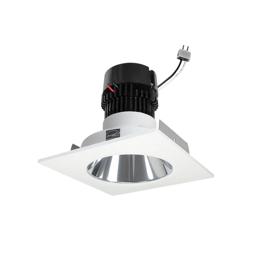 Nora 4 Inch Pearl Low Voltage LED Square Retrofit Reflector Round Aperture 1150Lm 11W 3500K Specular Clear Reflector/Matte Powder White Flange (NPRLV-4SNDC35XCMPW)