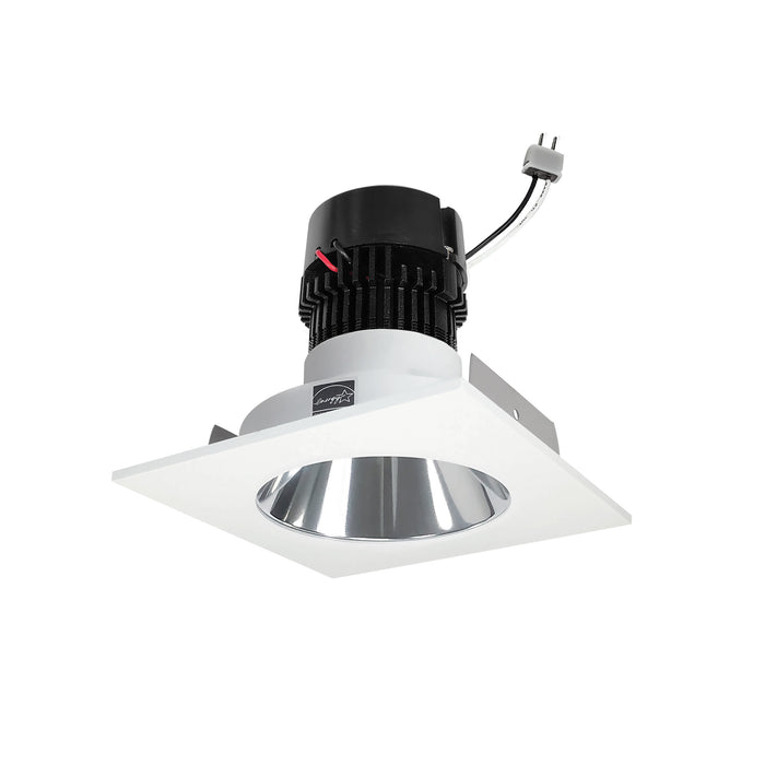 Nora 4 Inch Pearl Low Voltage LED Square Retrofit Reflector Round Aperture 1150Lm 11W 2700K Specular Clear Reflector/Matte Powder White Flange (NPRLV-4SNDC27XCMPW)