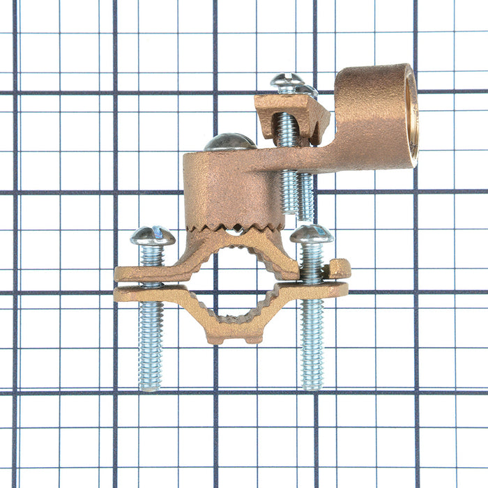 NSI Heavy-Duty Bronze Ground Clamp For Rigid Conduit 1/2 Inch Conduit Hub 1/2 Inch-1 Inch Water Pipe 2/0 STR Ground Wire Maximum (G-5)