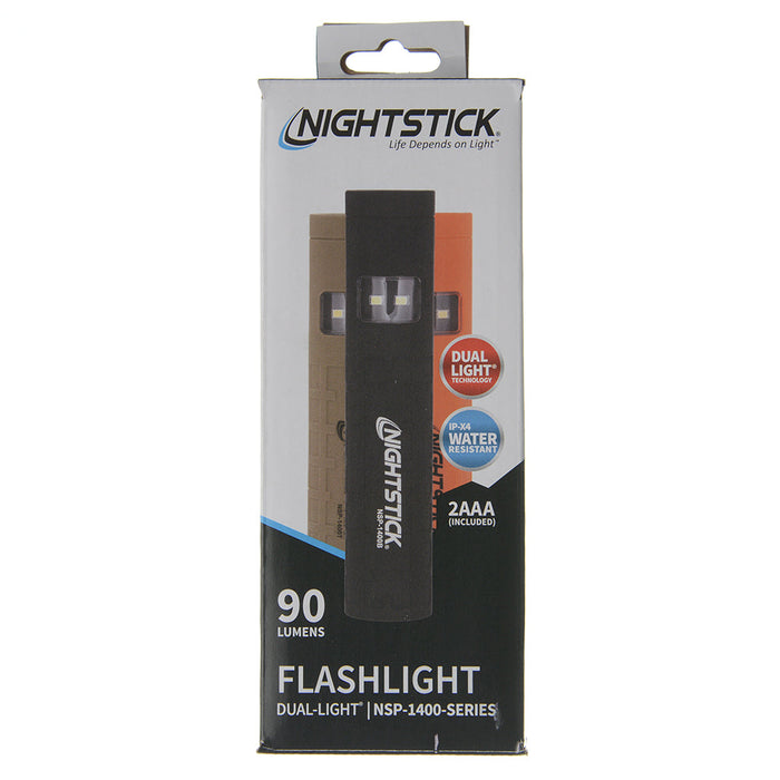 Nightstick Dual-Switch Dual-Light LED Flashlight-Red-2 AAA Batteries (NSP-1400R)