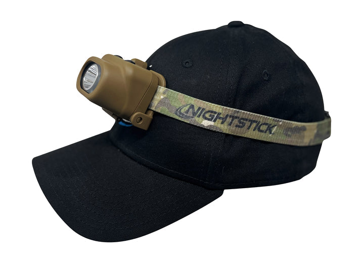 Nightstick Multi-Function Headlamp In Flat Dark Earth With Camo Elastic Headband 3 AAA (NSP-4610C)