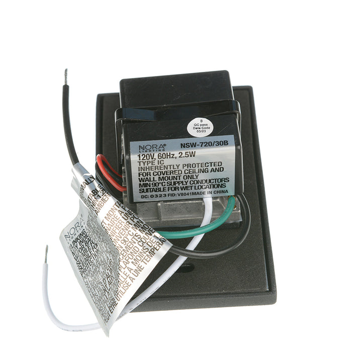 Nora ARI LED Step Light With Interchangeable Horizontal And Vertical Face Plates 40Lm 2.5W 90 CRI 3000K Black 120V Non-Dimming (NSW-720/30B)