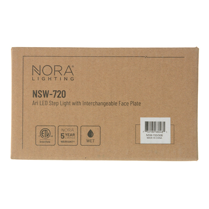 Nora ARI LED Step Light With Interchangeable Horizontal And Vertical Face Plates 40Lm 2.5W 90 CRI 3000K Black 120V Non-Dimming (NSW-720/30B)