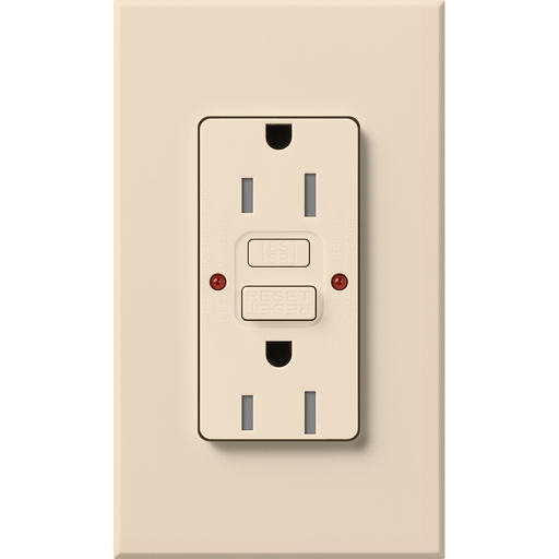 Lutron Architectural 15A Receptacle Self-Testing GFCI Light Almond (NTR-15-GFST-LA)