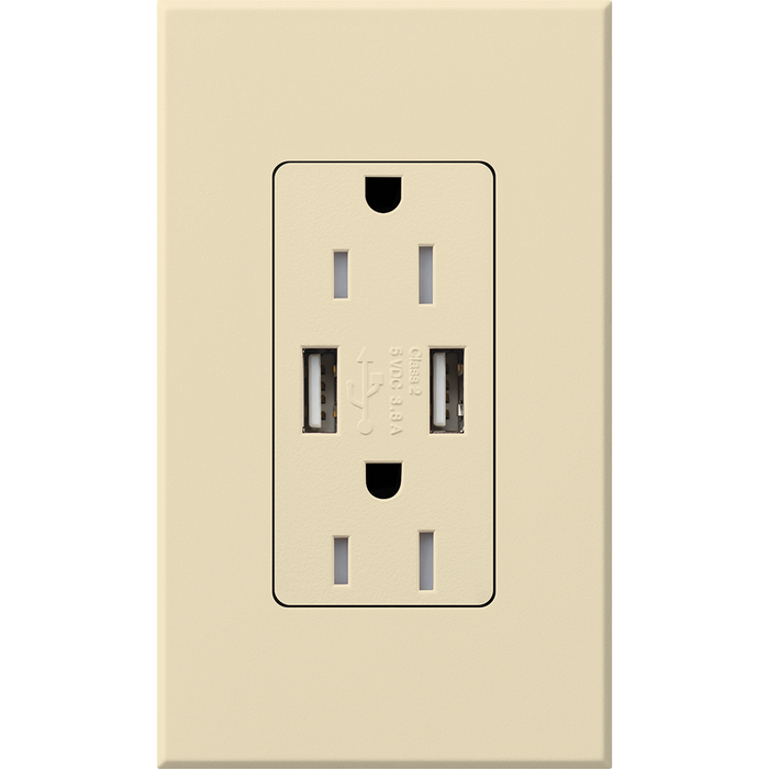 Lutron Architectural 15A Receptacle USB Tamper-Resistant Beige (NTR-15-UBTR-BE)